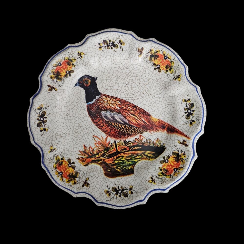 Vintage LAMI Italy Pheasant Wall Plate Melamine Resin Decor